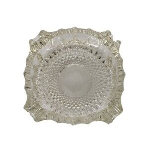 Vintage MCM Cut Crystal Spiro Kaleidoscope Ashtray Trinket Heavy Dish Square